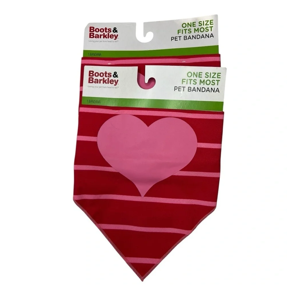 NEW - (2) Boots & Barkley Red and Pink Striped Pet Bandana